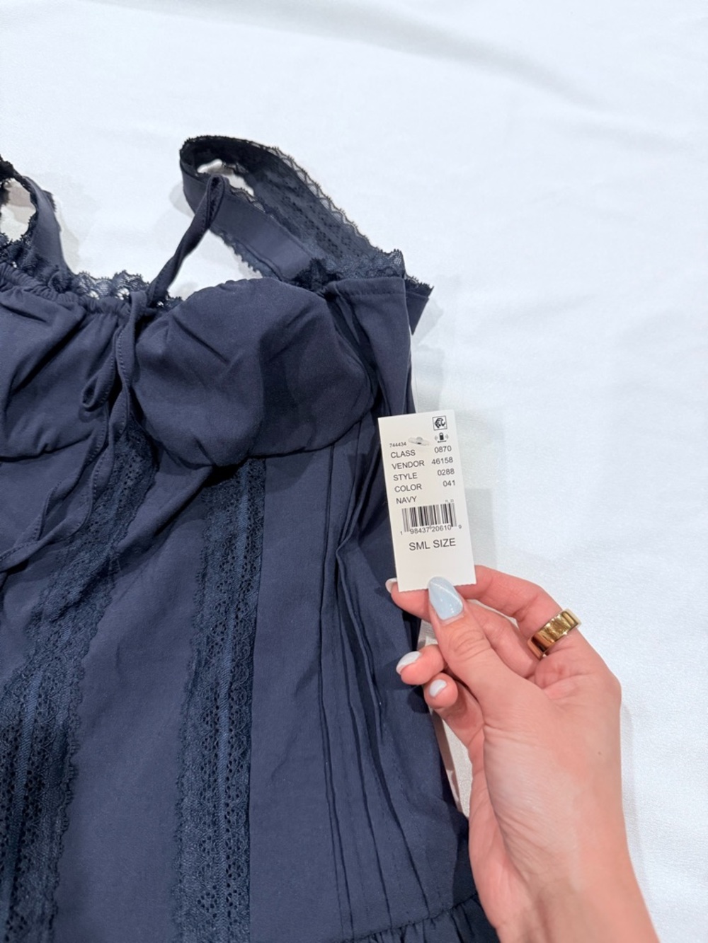 PacSun Navy Blue Lace-Trim Camisole Dress - Picture 5 of 6